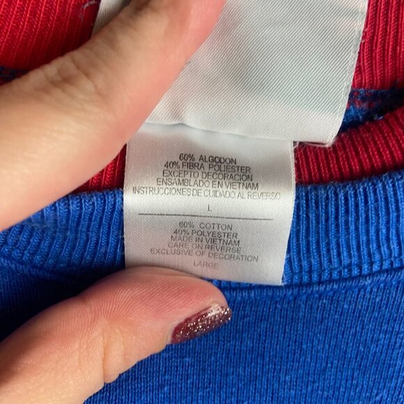 Vintage M&C Sportswear L Crew Neck Sweatshirt Embroidered Santa Blue Christmas - Picture 3 of 7